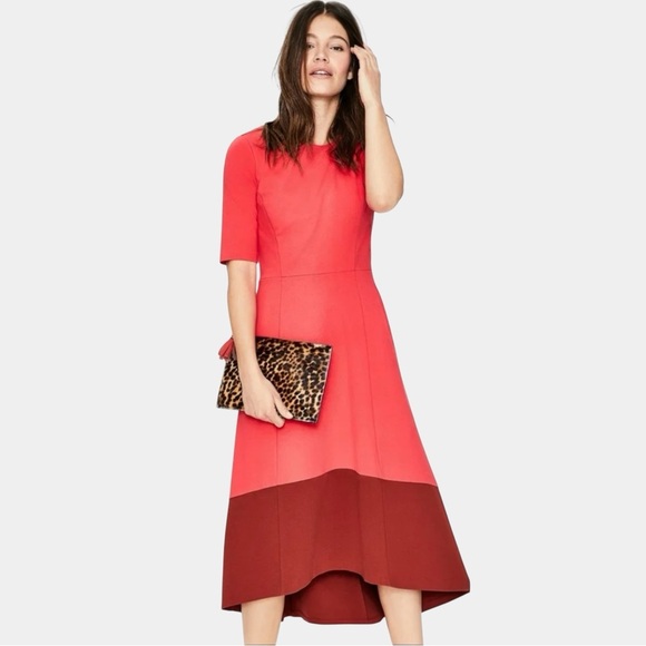 BODEN Ponte Midweight Knit Colorblock Midi Dress Size 12L - Picture 1 of 14